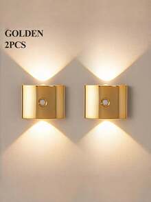 1、2、4 灯家用照明感应壁灯,LED 三色可调光,磁吸式免接线安装,木纹、金色、铬色等多种颜色可选,适用于走廊、过道、楼梯、入口等场所的自动照明,带感应器 - 彩色 - 查看 14