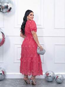 Livia Party Midi Dress - Elegant And Modest Embroidery - Cá hồi hồng - Xem 3