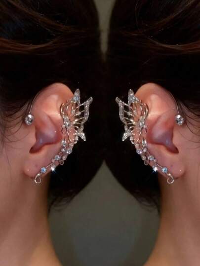 2 יחידות וו אוזניים נוצצות עם פרפרים, אביזר קל משקל בסגנון פיות, מושלם למסיבות, משחקי תפקידים, לבוש יומיומי ונושאי גמדים. אביזרי מסיבה, עגילים חלומיים, תכשיטים בעבודת יד, מתנות אידיאליות לחג