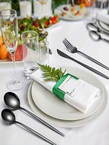 Bộ dao nĩa, thìa ăn bít tết kiểu Bồ Đào Nha bằng thép không gỉ màu đen 5/20/30 món, thích hợp cho nhà bếp, phòng ăn, các buổi họp mặt, quà cưới. - màu đen - Xem 3