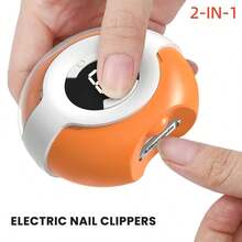 Electric Nail Clipper: Automatic 3 - Speed Trimmer With Trim & Polish, LCD, Built - In Light, Storage, USB Charge - For All Ages, Ideal For Home & Travel (Orange, White)