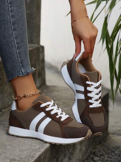 Zapatillas deportivas casuales con cordones y plataforma cómodas y de moda para mujer de talla grande para exteriores