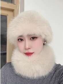1pc Women Winter Furry Hat, European & Korean Style Warm Headwear, Solid Color Cute & Versatile, Thicker Design Winter Hat Winter Outfits