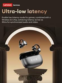 Lenovo RS119pro Bluetooth Earphones, Clip-On Open-Ear Design With Digital Display, Bluetooth 6.0, Stereo Sound Effect, Low Latency, High-Definition Calls With Microphone, Long Battery Life, Wireless Earphones Compatible With Smartphones & Computers - Màu tím - Xem 8