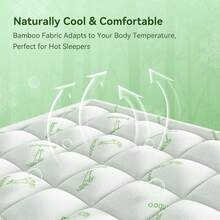 Rayon Bamboo Pillow Top Mattress Topper For Hot Sleepers, Cooling Mattress Pad With 8 - 21" Deep Pocket - White - View 3