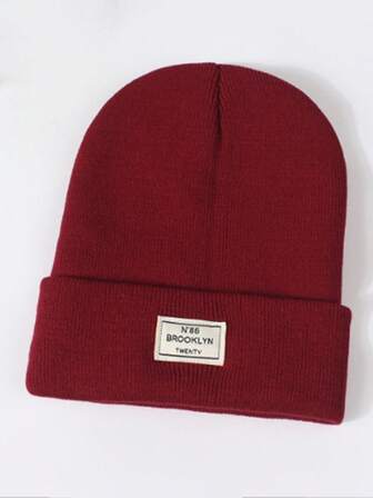 1顶多功能针织帽，圆顶时尚男女通用字母刺绣无檐帽