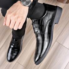 男士黑色系带正装皮鞋，适合婚礼和商务场合 - 黑色 - 查看 6