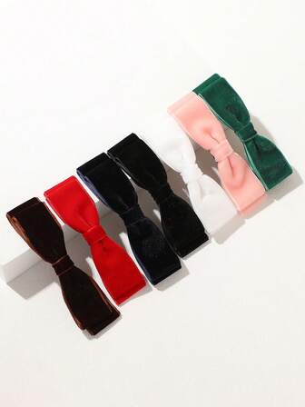7pcs Vintage Velvet Bow Hair Clips, Gentle & Sweet Bangs Clips For Daily Hairstyle Decor