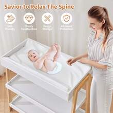 Huisuilinss Baby Changing Table,Diaper Changing Station With Changing Pad,Portable Diaper Changing Table With 2 Tier Storage Shelves For Newborn Baby And Infant - Blanco - Ver 5