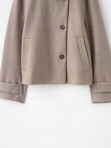 DEEKA Autumn/Winter New Women's Fashion European & American Style Minimalist Collared Wool Blend Short Jacket - Khaki - View 7