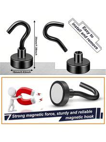 25 Lbs Strong Magnetic Hooks, Suitable For Kitchen, Home, Workplace, Office And Garage. Powerful Magnetic Kitchen Storage Hooks, Super Strong Magnetic Metal Hooks, No Drilling Required.
