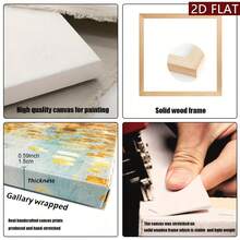 2D Flat, 1pc Blue Poppy Flowers Oil Painting On Canvas - Hand-Painted Textured Look With Golden Accent Dark Green & Blue Hues, Wooden Framed Wall Art For Living Room, Bedroom, Office Decor - Winter/Autumn Seasonal Home Decoration, Ready-To-Hang (No Electricity Needed) - Elegant Blue Floral Wall Hanging For Modern & Traditional Interiors, Wall Paintings For Living Room - 彩色 - 查看 9