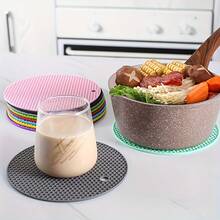 3-Piece Set Of Silicone Can Opener Pads, 20cm/7.87 Inch Textured Can Opener Multifunctional Circular Bottle Cap Opener, Suitable For Weak Hands, Elderly People, Children, Green, Gray, Yellow Coasters, Cup Holders - New Year's And Christmas Gifts - 彩色 - 查看 2