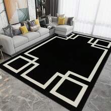 1 件装奢华天鹅绒地毯，黑色底金色点缀，适用于客厅、卧室、餐厅、办公室 - 长方形，室内/室外装饰 - 彩色 - 查看 23