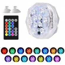 CanLing RGB Submersible Light LED Underwater With 15Colors Remote Colorful Changing IP68 Waterproof Outdoor Swimming Pool Party Atmosphere Lamp 3Flashing Modes Aquarium Fish Tank Pond Multicolor Night Lights Battery Powered Water Vat Hot Spring Yard Garden Park Fountain Landscape Mood Lamps Smart Carnival Music Festival Christmas Hallowee Party Birthday Novelty Creative Decoration Lighting