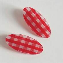 Stilvolle karierte Haarclips für Frauen - Niedliche ovale Haarspangen aus Harz, modische karierte Haraccessoires geeignet für Alltag/Party (Rosa/Rot/Blau/Schwarz), Valentinstag Accessoires, Haarklammern, Haarspangen - Verschiedenfarbig - Übersicht 11