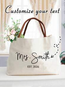 Custom Tote Bag,Personalised Signature Canvas Tote Bag With Name And Handle Birthday Bridesmaid Gift For Women,Perfect For Weddings, Bridal Parties & Travel - Ivory,Perfect Gift For Holiday/Thanksgiving Day/New Year Valentine's Day - Multicolor - View 10