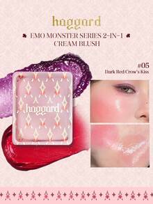 haggard Emo Monster Series 2-In-1 Cream Blush 05# Deep Red Raven's Kiss, Smooth Texture For Easy Blending, Buildable Layers, Satin-Matte Finish, High Color Payoff, Lightweight And Long-Lasting, Creates A Natural Makeup Look, 7g/0.25oz - 05 - View 1