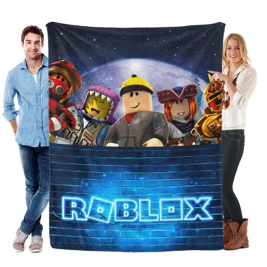 1pc Game Cartoon Print Flannel Blanket, Soft Polyester Fiber Blanket, Suitable For All Seasons, Comfortable Bed Sheets, Sofas, Camping, Travel, Office Essentials, Perfect Holiday Gifts, Couple Gifts, Multiple Sizes To Choose From, Pet Friendly Home Decoration, Party Decoration, Lightweight And Durable Design, Modern Style, Pet Owner's Choice - 彩色 - 查看 1