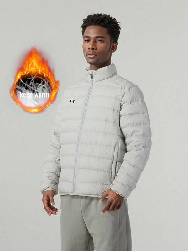 Under Armour Chaqueta ligera con 90% de plumón, ropa exterior casual y delgada, abrigo deportivo corto suave y cómodo