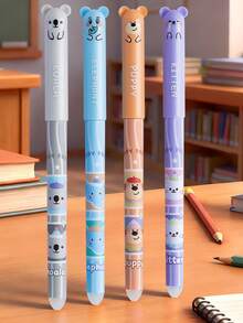4pcs Cute Animal Park Erasable Blue Neutral Pens, Smooth Blue Ink 0.5mm Office Stationery, Student Supplies Erasable Pen - Blue - View 12