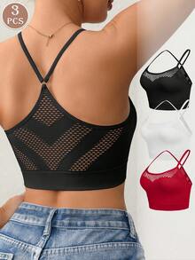 3pcs Seamless Backless Lace-Up Breathable Women's Tank Tops, Sexy Comfortable Women's Lingerie - Multicolor - View 5