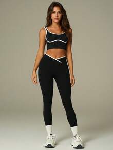 UONNOU 黑白运动套装 | 塑形瑜伽两件套 - 黑色 - 查看 11