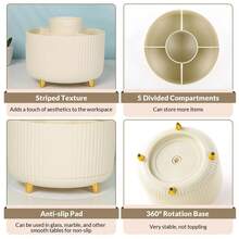 360°旋转塑料桌面笔筒，带5个笔槽，两用美术用品笔筒，适用于办公室、学校、家庭 - 彩色 - 查看 6