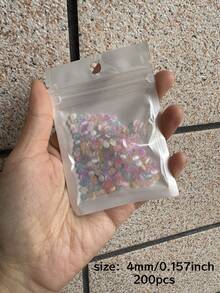 100颗/200颗/400颗猫眼玻璃珠，4毫米/6毫米，多种颜色（蓝、粉、黄、绿），适用于DIY珠宝制作、项链、工艺品和串珠刺绣 - 玻璃材质装饰珠