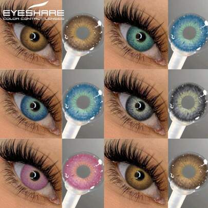  Eyeshare 1 Pair Brown To School Contact Lenses Pupilentes Big Eyes 14.5mm Gray Colored Contact Lenses Blue Lenses 6 Months Disposable