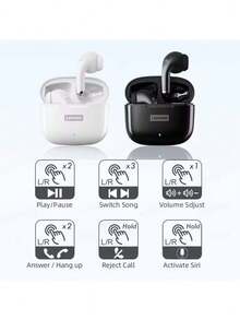Lenovo LP40 Pro TWS Wireless Bluetooth V5.1 Earphones, In-Ear Sports Earbuds, Waterproof Noise Cancelling, Chinese Packaging And Manual - White - View 5