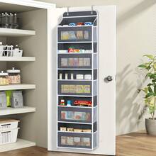5-Tier Over-The-Door Storage Organizer With Large Pockets - Heavy-Duty Fabric Hanging Cabinet, Space-Saving Closet Organizer For Bedroom, Bathroom - 深灰色 - 查看 4