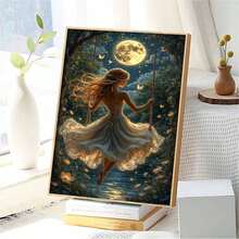Moonlit Fairy DIY Paint By Numbers Kit, Adult Craft Kit, Frameless Art Oil Painting Set, Bedroom Decor, Art Wall Decor, Easy & Fun Painting, No Skills Needed, Fulfill Your Artist Dream, Immerse Yourself In Color, Each Stroke Is SelfExpression, Add Romance To Life, Best Gift For Family & Friends, Halloween Christmas Holiday Gift 40*50CM - 彩色 - 查看 4