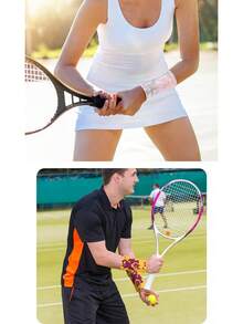 1件装运动护腕，针织毛巾压缩护腕，男女通用，适用于篮球、羽毛球、健身、举重等运动 - 彩色 - 查看 8