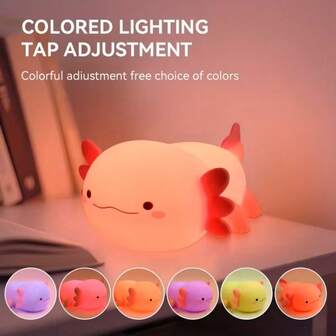 [Söt Axolotl nattlampa] USB-laddningsbar LED-lampa - Söt Axolotl nattlampa med timer, beröringsaktiverad dimbar färgskiftande salamanderdesign, mjukt sken för barnrum, sovrum, kontorsinredning - Perfekt present till födelsedagar, jul, högtider, nattlampa för sovrum, lekfull design, hållbar plast