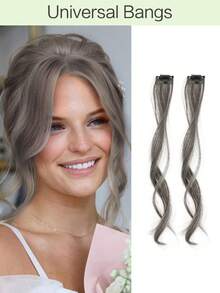 Long Side Bangs 2Pcs Set Wavy Curly Clip On Bangs For Women Wavy Curly Clip In Curtain Bangs - Multicolor - View 21