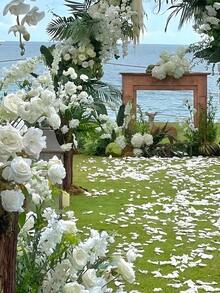 500/1000片人造玫瑰花瓣，仿真玫瑰花瓣，浪漫手工散花，无纺布材质，层叠花瓣，散花，告白花材，适用于情人节、婚礼等场合 - 彩色 - 查看 12