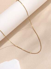Nooxian 1pc Women's Fashionable Versatile Minimalist Stainless Steel Necklace - Yellow Gold - View 3