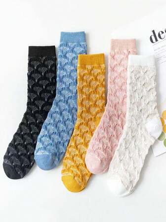 1 Pair/5 Pairs/10 Pairs Women's Crew Socks, Unique Diamond Pattern Design, Soft & Comfortable, Odor-Resistant, Moisture-Wicking, Casual & Versatile, Suitable For Students/Adults, Gifts & Daily Wear, Cartoon Pattern