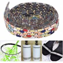 Cadena de Diamantes de Imitación Multicolor, Cinta de Cristal para Decoración de Ropa, Plancha o Pegamento (5 filas de colores (1,4 de ancho)) - 5 filas de colores (1,4 cm de ancho) - Ver 3