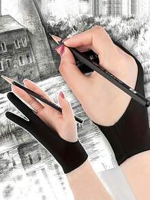 绘画手套、艺术家绘画手套、两指素描手套、耐磨防汗绘画手套、两指艺术素描油画手套、防污手套 - 艺术家必备，适用于书法、数字绘画、防滑透气数字绘画手套、油画、艺术创作、左右手通用、素描手套、防触碰手套、平板电脑绘画辅助工具