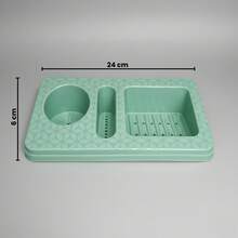 7.5 Liter Cleaning Bucket Set + Dish Soap Dispenser Sink Organizer For Home Use - 3 Buckets + 1 Mint Green Detergent Holder - View 4