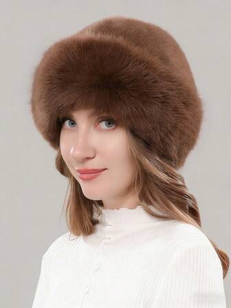 秋冬季女士天鹅绒保暖帽 - 时尚外观，加厚蒙古风帽，适合寒冷天气下舒适保暖的户外活动