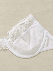 Plus Size Women Lace Transparent Strap Backless Bra, Hidden Underwire Bra - White - View 5