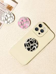 Leopard Print Transparent Air Cushion Phone Holder, Retractable Foldable Slouchy Flat Phone Stand Accessory - Multicolor - View 2