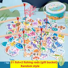 1 Ste Wooden Letter Fishing Toy -Puzzle Cartoon Marine Creature Themed Game, Cultivating Cognitive Skills, Interactive Parent-Child Game, Ideal Birthday Gift For Christmas, Thanksgiving, Easter Random Style Fish Wooden Magnetic Ocean Fishing Game STEM Education Marine Biology Learning Bag - Multicolor - View 18