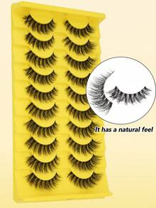 10 Pairs Natural Eyelashes, Fine Fake Lashes For Natural Nude Makeup Look, Soft And Gentle Eye Enhancer, Perfect For Everyday Use,The Perfect Christmas Gift - Mi tự nhiên - Xem 3