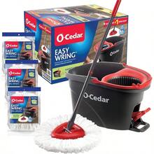 Easywring Microfiber Spin Mop And Bucket Floor Cleaning System With 3 Refills Soft White Microfiber For Easy Cleaning And Quick Drying - Xô lau nhà Spin Mop kèm 3 lõi thay thế - Xem 2