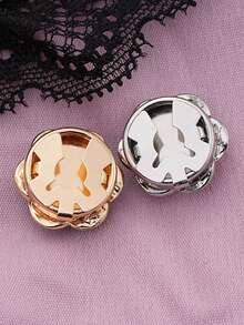 1/2/4pcs 18mm Retro Camellia Shape Oil Drop Metal Buttons Covers For Women, Crystal Button Covers, Detachable Clip On Button Covers, Crystal Fancy Buttons For Clothing, Button Snaps With Pliers Press For Dress Suit Tux Shirt Accessories, Lead Color - Multicolor - View 11