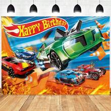 Hot Wheels Wheel Racing Car Backdrop, Party Decoration, Banner, Photography Backdrop, Suitable For Outdoor Dining Party, Birthday Party, Valentine's Day, Ramadan, New Year And Birthday Party Decorations - Multicolor - View 1